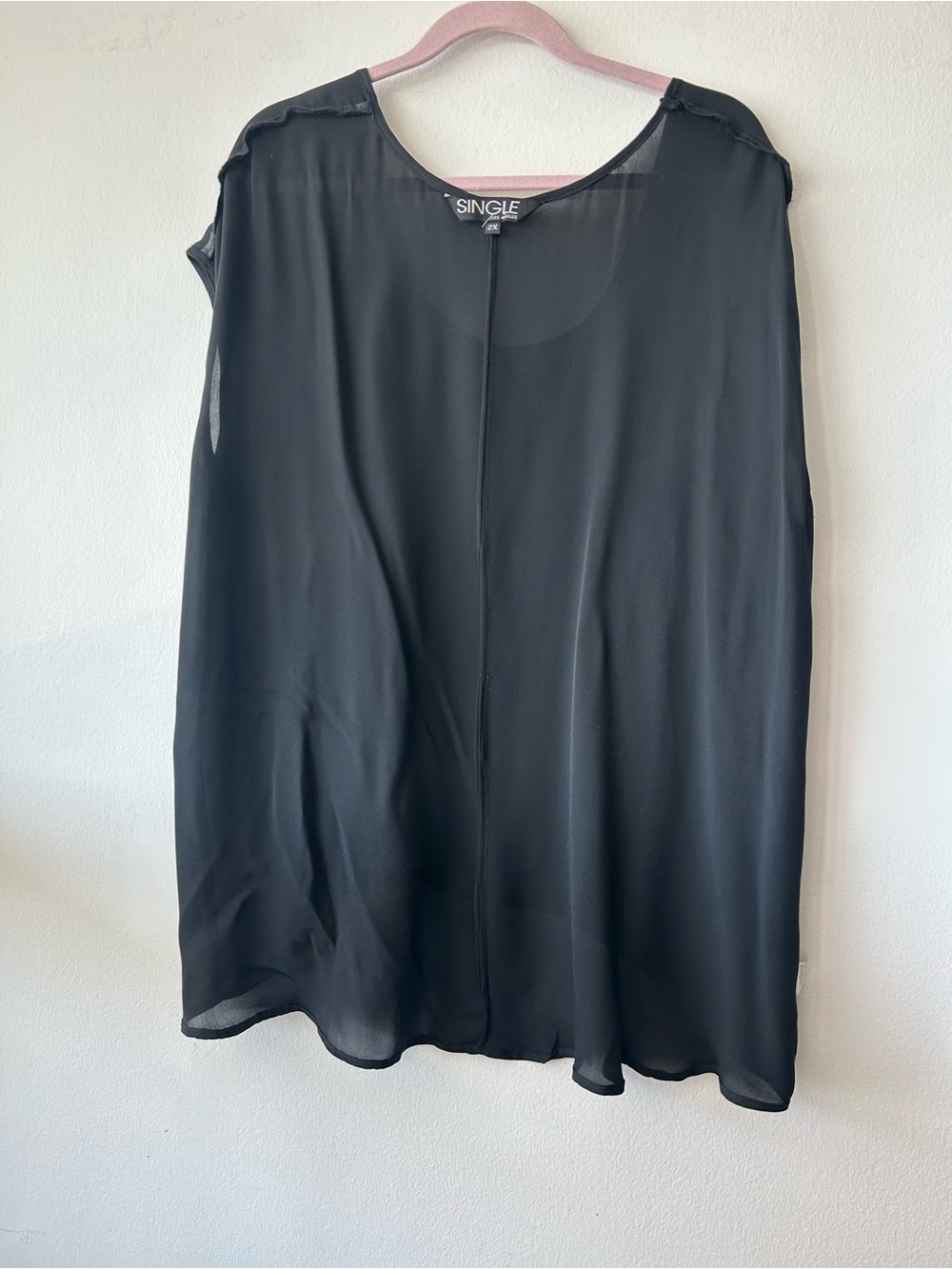 SINGLE Los Angeles 2X Sleeveless Silk Chiffon Blouse in black - Picture 9 of 11